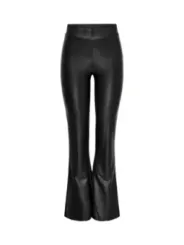 Schwarze Kunstleder-Hose mit Schlag