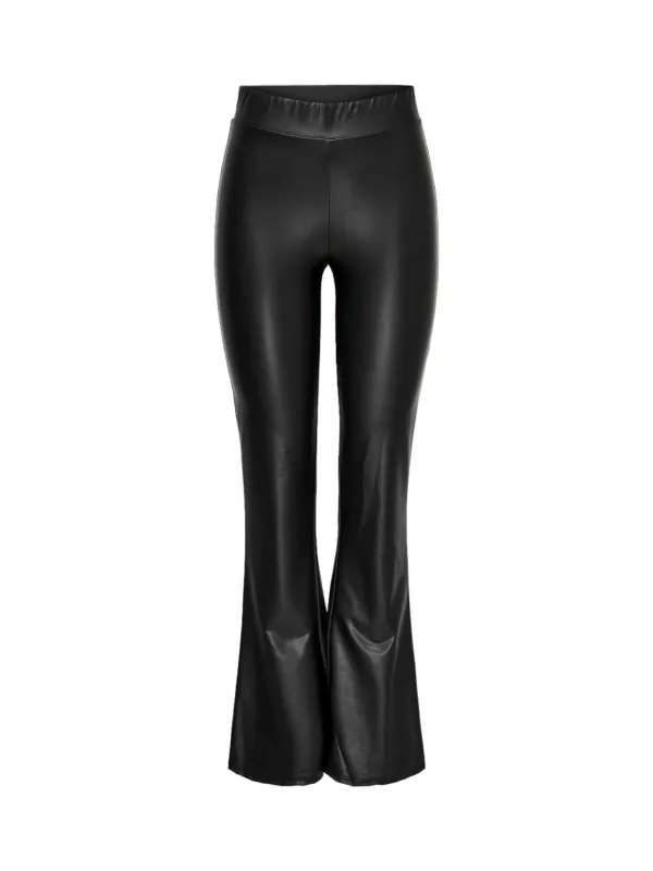 Schwarze Kunstleder-Hose mit Schlag Schwarze Kunstleder-Hose mit Schlag