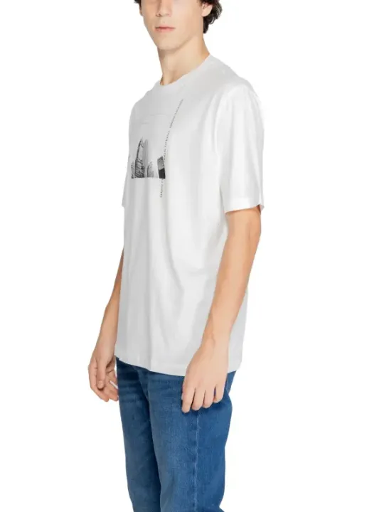 Weißes T-Shirt mit Skyline-Grafik