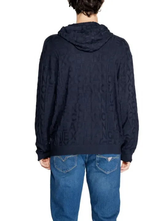Blauer Kapuzenpullover mit Logo-Prägung