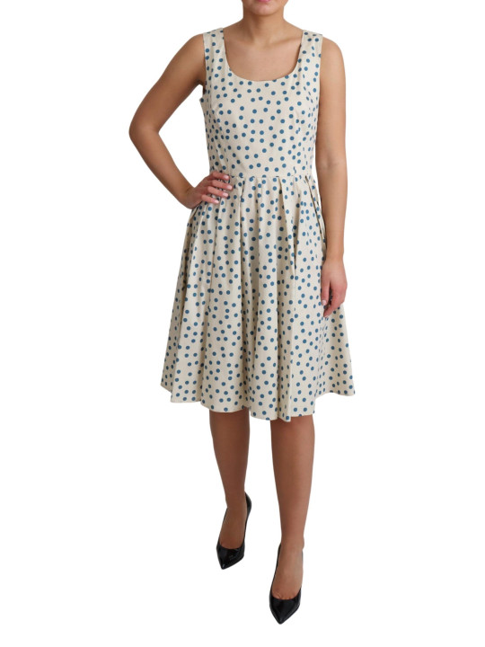 Dresses Elegant Beige Polka Dot A-Line Sleeveless Dress 1.240,00 € 7333413020130 | Planet-Deluxe