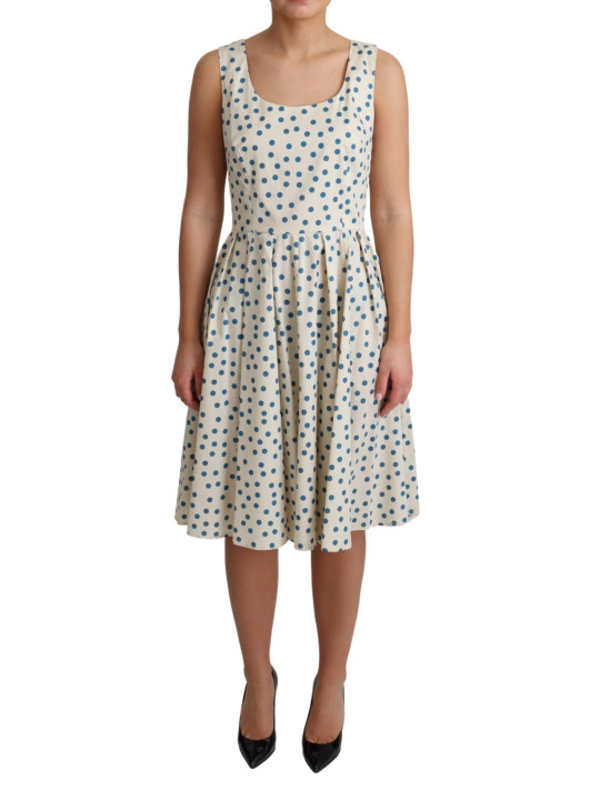 Dresses Elegant Beige Polka Dot A-Line Sleeveless Dress 1.240,00 € 7333413020130 | Planet-Deluxe
