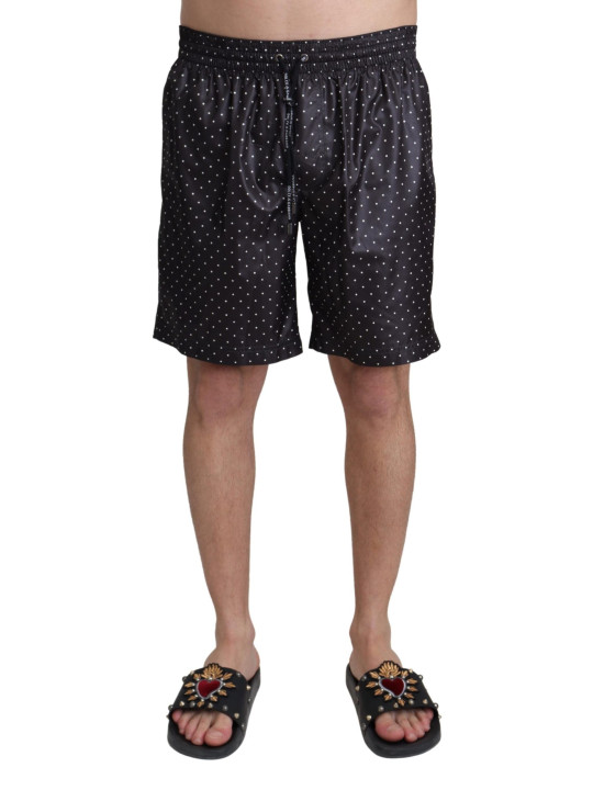 FOR THE günstig Kaufen-Chic Black Polka Dot Men's Swim Trunks. Chic Black Polka Dot Men's Swim Trunks <![CDATA[Step into summer with elegance in these Dolce & Gabbana Beachwear swimming trunks. These exclusive trunks exude luxury and comfort with their stylish polka dot print a
