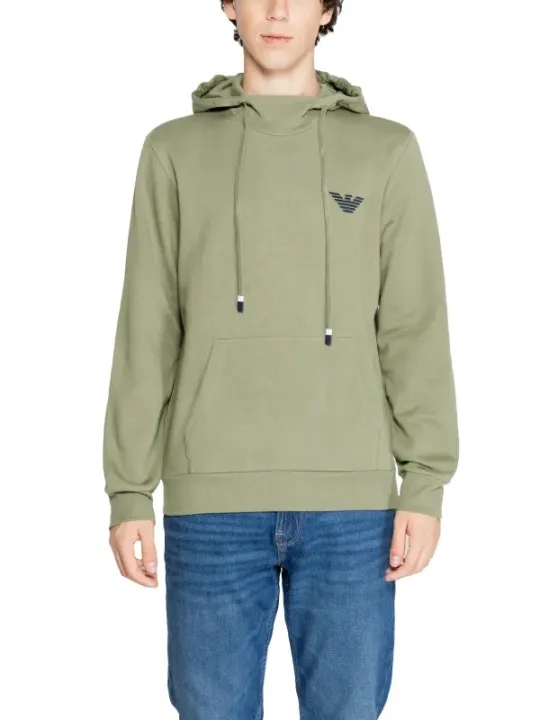 Armani blaugrüner Kapuzenpullover Baumwolle