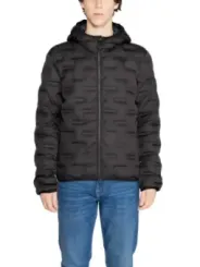 Schwarze Replay Pufferjacke mit Kapuze