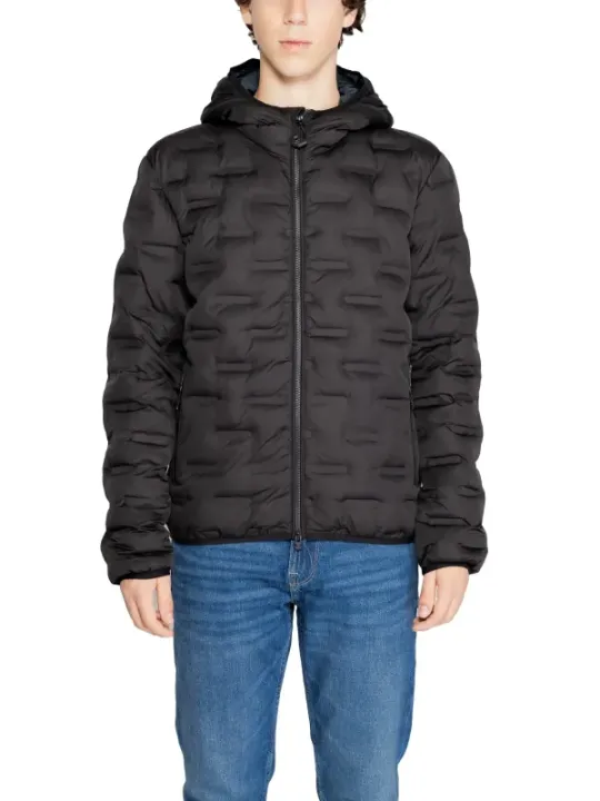 Schwarze Replay Pufferjacke mit Kapuze