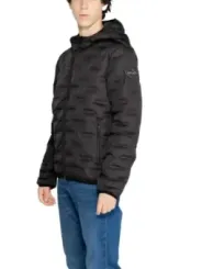 Schwarze Replay Pufferjacke mit Kapuze