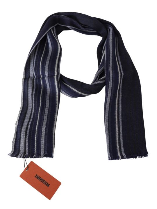 Scarves Chic Multicolor Wool Silk Striped Scarf 310,00 € 8058301882995 | Planet-Deluxe