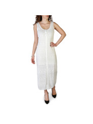 Weißes Maxikleid mit Spitzen-Details