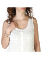 Weiße gehäkelte Damen-Croptop mit Reißverschluss