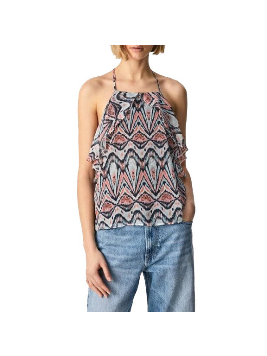 Mehrfarbiger Rüschen-Halterneck-Top Pepe Jeans