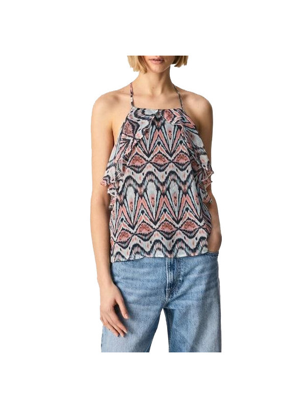 Mehrfarbiger Rüschen-Halterneck-Top Pepe Jeans Mehrfarbiger Rüschen-Halterneck-Top Pepe Jeans