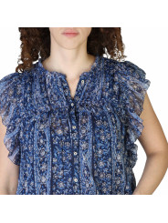Blau gerüschte Seidenbluse von Pepe Jeans