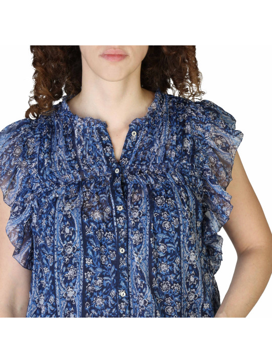 Blau gerüschte Seidenbluse von Pepe Jeans