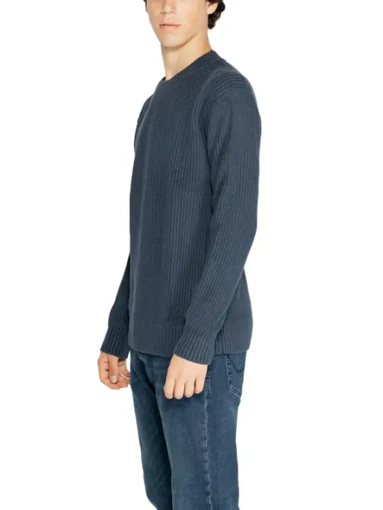 Blauer gerippter Calvin Klein Pullover