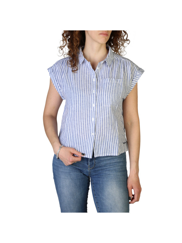 Weiße gestreifte Baumwollbluse von Pepe Jeans Weiße gestreifte Baumwollbluse von Pepe Jeans