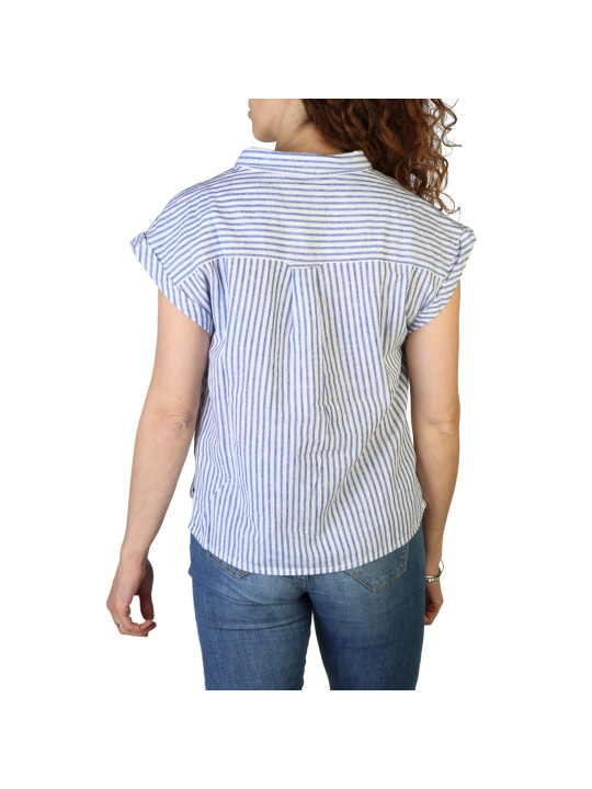 Weiße gestreifte Bluse Jeans Look