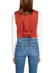 Roter Baumwoll-Crop-Top mit Kragen