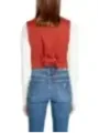 Roter Baumwoll-Crop-Top mit Kragen