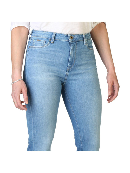 Blaue Jeans, hoher Bund, Flare