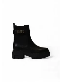 Schwarze Lederstiefel mit klobiger Sohle