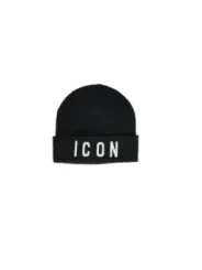 Schwarze Beanie mit ICON-Text