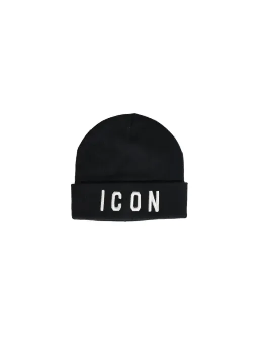 Schwarze Beanie mit ICON-Text