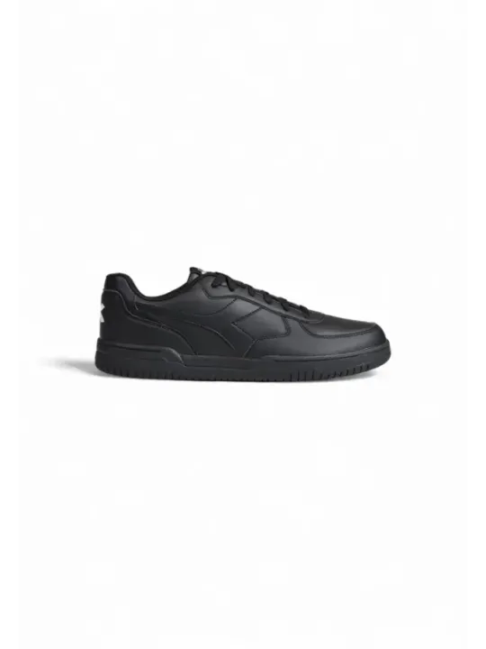 Schwarze Leder-Sneakers mit dicker Sohle