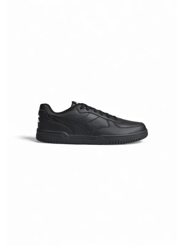 Schwarze Leder-Sneakers mit dicker Sohle Schwarze Leder-Sneakers mit dicker Sohle