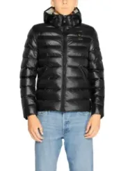 Schwarze Daunenjacke mit Kapuze