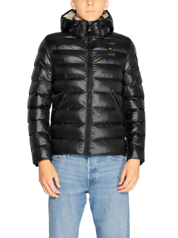 Schwarze Daunenjacke mit Kapuze