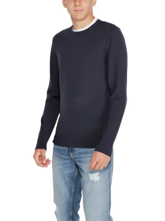 Navymelange Sweatshirt mit weißen Details