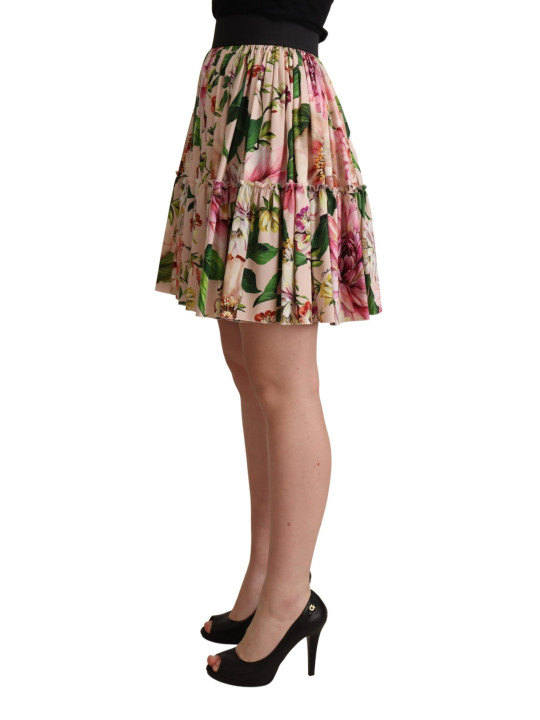 Skirts Elegant Floral Silk High Waist Mini Skirt 900,00 € 8050249420123 | Planet-Deluxe