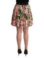 Skirts Elegant Floral Silk High Waist Mini Skirt 900,00 € 8050249420123 | Planet-Deluxe