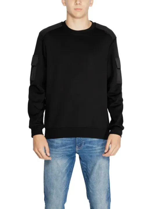 Schwarzes Sweatshirt mit Stoffeinsätzen