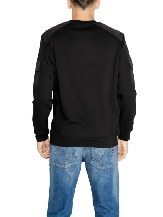 Schwarzer Crewneck-Pullover mit Patches