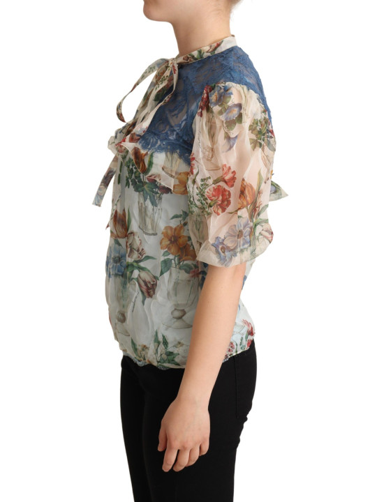 Tops & T-Shirts Chic Floral Silk Blouse with Ascot Collar 1.000,00 € 8059226888277 | Planet-Deluxe