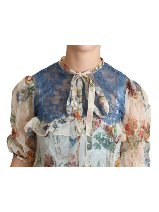 Tops & T-Shirts Chic Floral Silk Blouse with Ascot Collar 1.000,00 € 8059226888277 | Planet-Deluxe