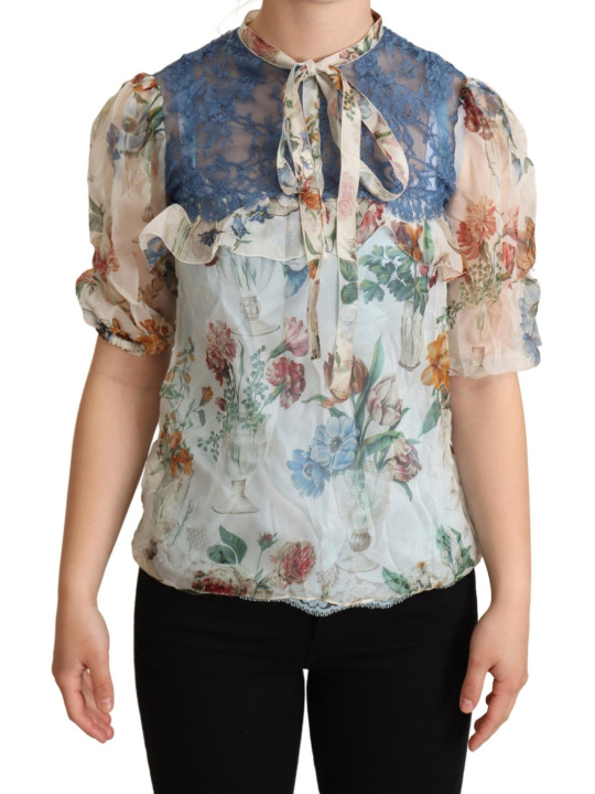 Tops & T-Shirts Chic Floral Silk Blouse with Ascot Collar 1.000,00 € 8059226888277 | Planet-Deluxe