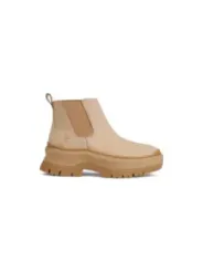 Beige Lederstiefel mit Gummisohle