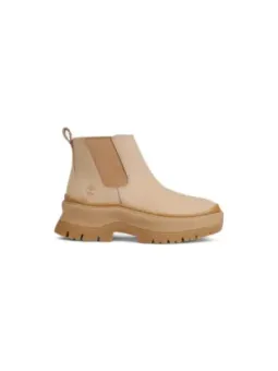 Beige Lederstiefel mit Gummisohle
