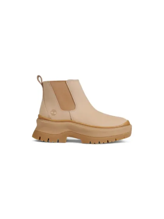 Beige Lederstiefel mit Gummisohle Beige Lederstiefel mit Gummisohle
