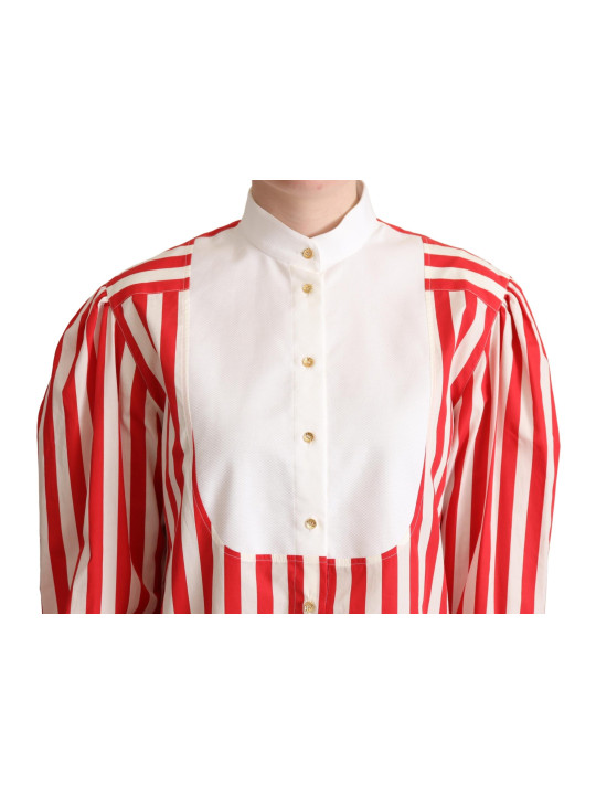 Shirts Elegant Red and White Stripe Cotton Polo Top 1.100,00 € 8054802088423 | Planet-Deluxe