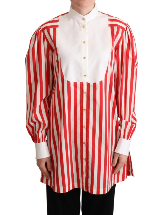 Shirts Elegant Red and White Stripe Cotton Polo Top 1.100,00 € 8054802088423 | Planet-Deluxe