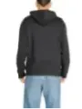 Schwarzer Kapuzenpullover, Rückansicht, Jeans