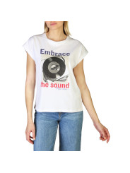 Weißes T-Shirt mit Schallplatten-Grafik