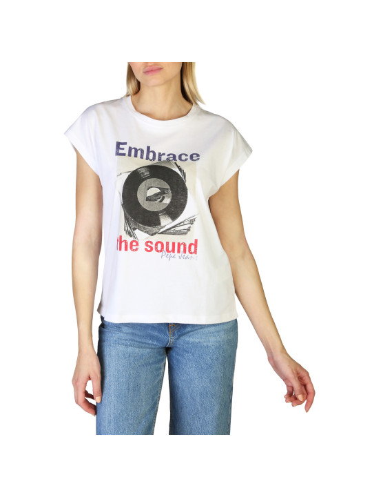 Weißes T-Shirt mit Schallplatten-Grafik