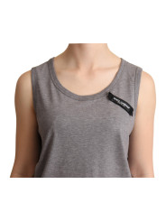 Tops & T-Shirts Elegant Gray Cotton Jersey Sleeveless Tank 300,00 € 8058091979325 | Planet-Deluxe