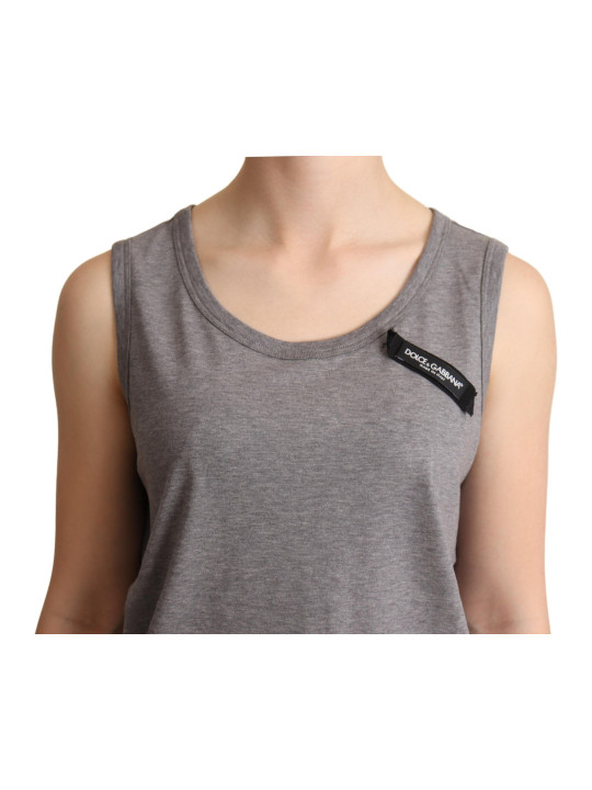 Tops & T-Shirts Elegant Gray Cotton Jersey Sleeveless Tank 300,00 € 8058091979325 | Planet-Deluxe