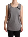 Tops & T-Shirts Elegant Gray Cotton Jersey Sleeveless Tank 300,00 € 8058091979325 | Planet-Deluxe